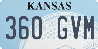 KS license plate 360GVM