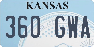 KS license plate 360GWA