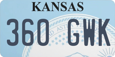 KS license plate 360GWK