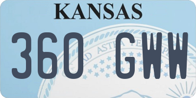 KS license plate 360GWW