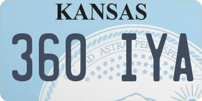KS license plate 360IYA