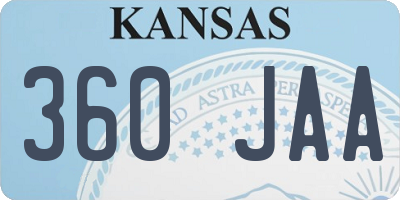 KS license plate 360JAA