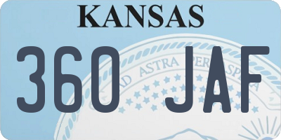 KS license plate 360JAF