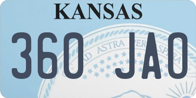 KS license plate 360JAO