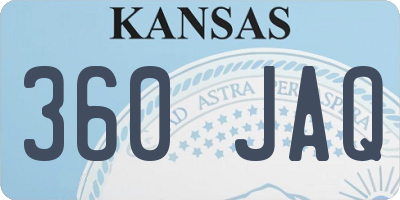 KS license plate 360JAQ