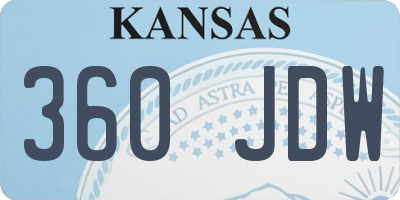 KS license plate 360JDW
