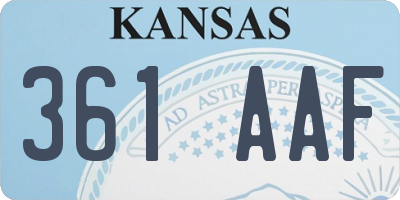 KS license plate 361AAF