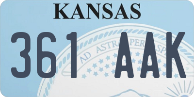 KS license plate 361AAK