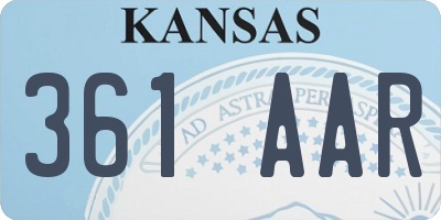 KS license plate 361AAR