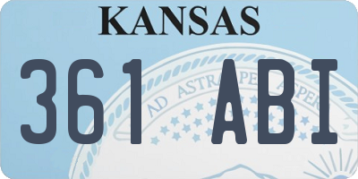 KS license plate 361ABI