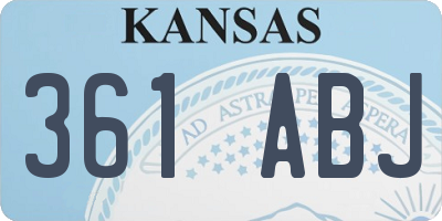 KS license plate 361ABJ