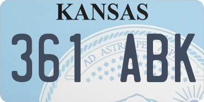 KS license plate 361ABK