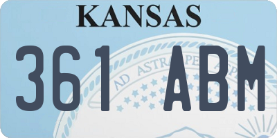 KS license plate 361ABM