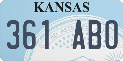 KS license plate 361ABO