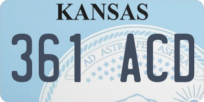 KS license plate 361ACD