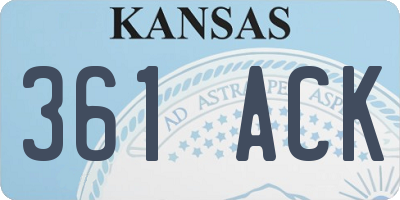 KS license plate 361ACK