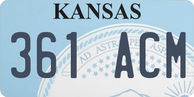 KS license plate 361ACM