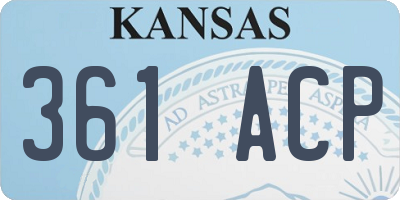 KS license plate 361ACP