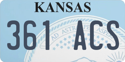 KS license plate 361ACS