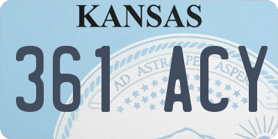 KS license plate 361ACY
