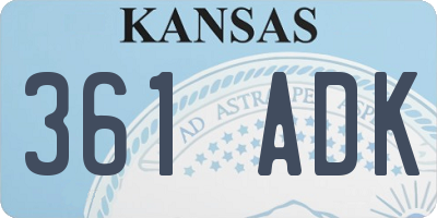 KS license plate 361ADK