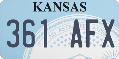 KS license plate 361AFX