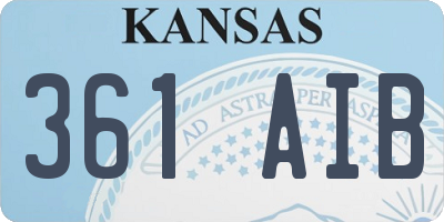 KS license plate 361AIB