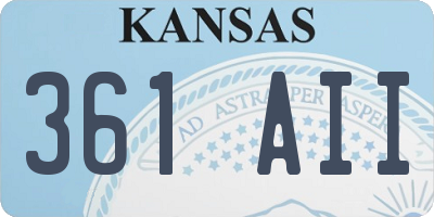 KS license plate 361AII