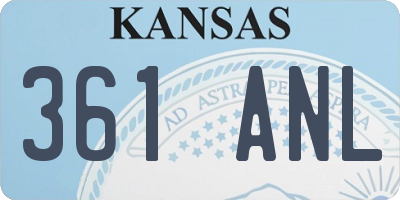 KS license plate 361ANL