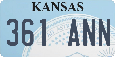 KS license plate 361ANN