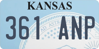 KS license plate 361ANP