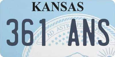 KS license plate 361ANS