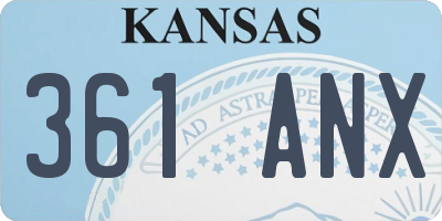 KS license plate 361ANX