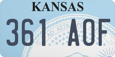KS license plate 361AOF