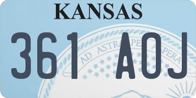 KS license plate 361AOJ