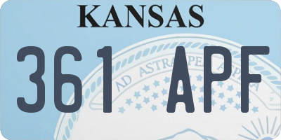 KS license plate 361APF