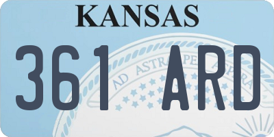 KS license plate 361ARD