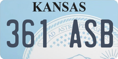 KS license plate 361ASB