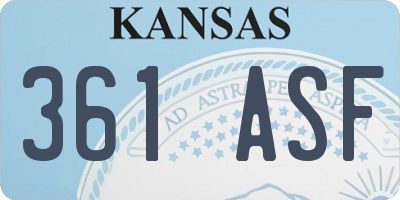 KS license plate 361ASF