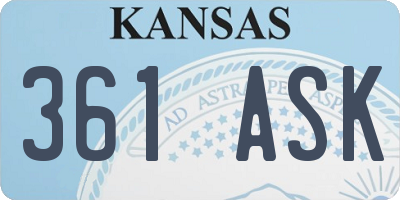 KS license plate 361ASK