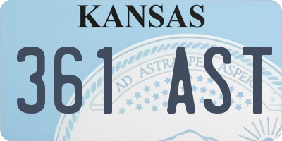 KS license plate 361AST