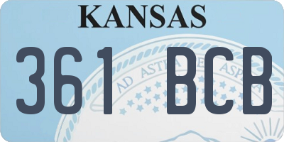 KS license plate 361BCB