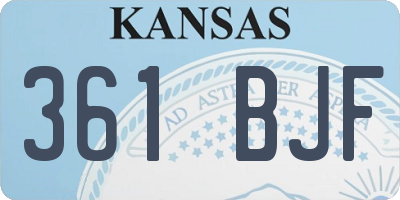 KS license plate 361BJF