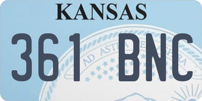KS license plate 361BNC