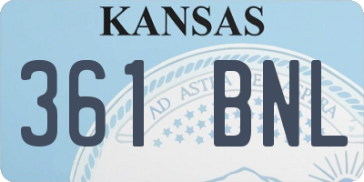 KS license plate 361BNL