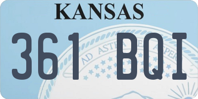 KS license plate 361BQI