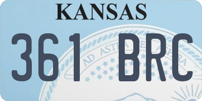 KS license plate 361BRC