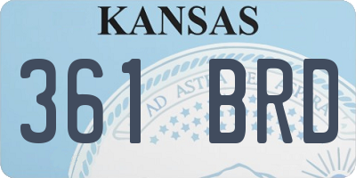 KS license plate 361BRD