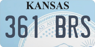KS license plate 361BRS
