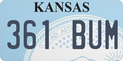 KS license plate 361BUM